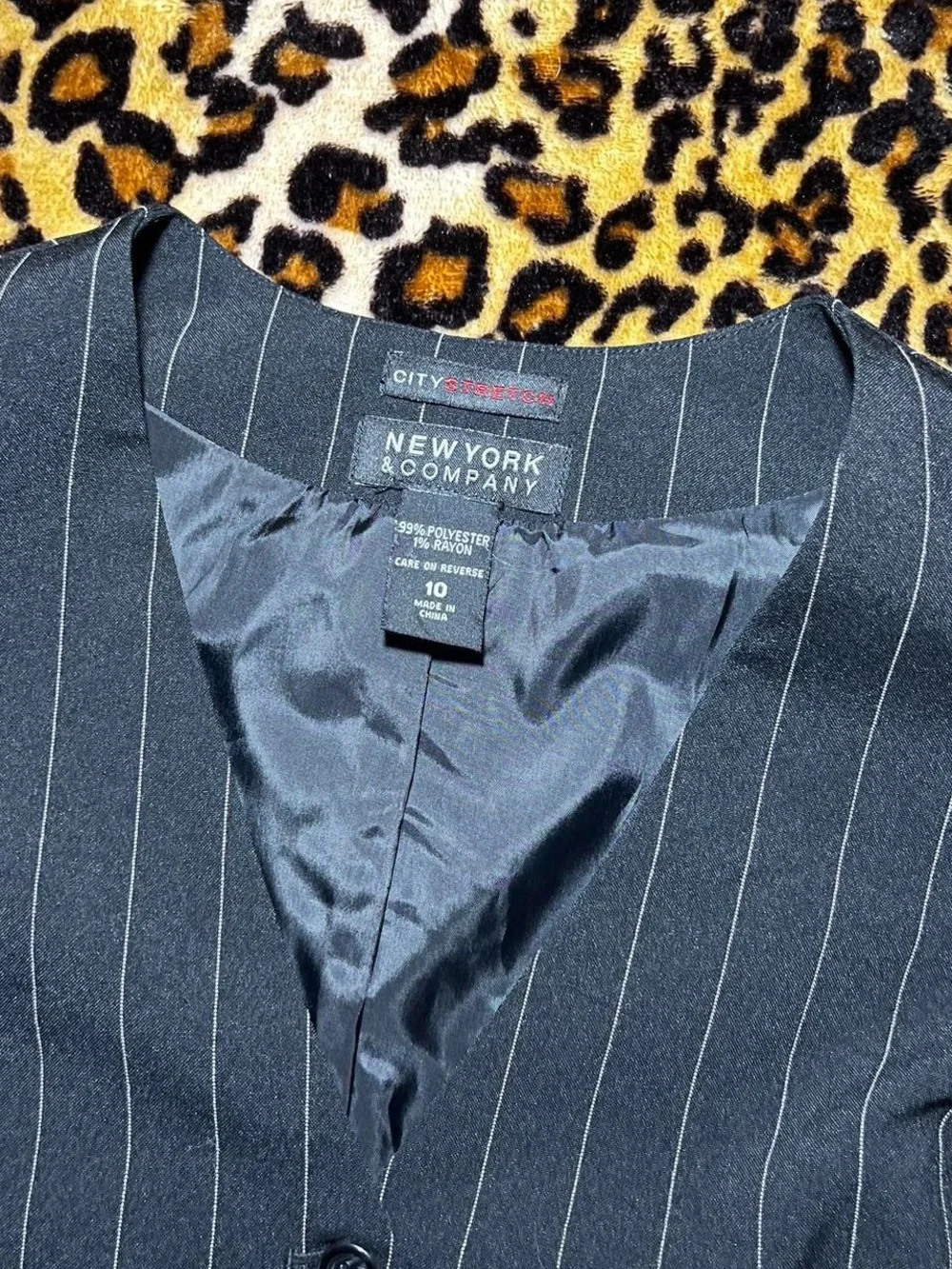 New York & Company Black Pinstripe Women's Vest